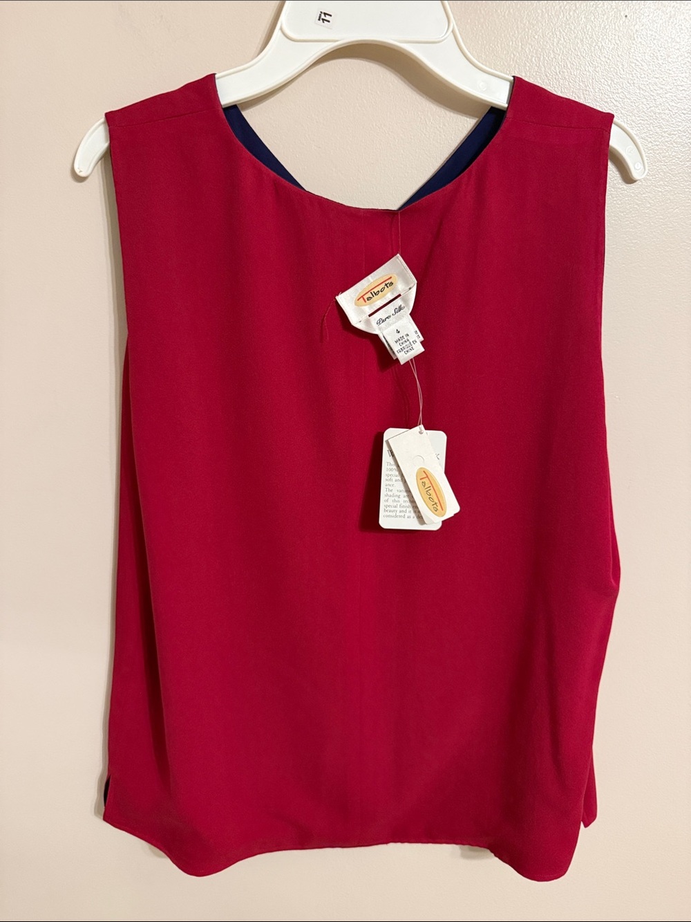 Vintage NWT Talbots‎ Reversible Pure Washed Silk Tank Top Blue and Pink Size 4